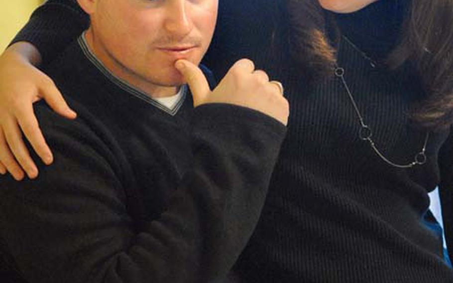 1ST Lt. Chris and Stephanie Holmes, a newly married couple, share their experiences being apart and what it's like reuniting after a long deployment Oct. 28th, 2008 at their home near Watertown, NY. Holmes is assigned to Company B, 2nd Battalion, 22nd Infantry Regiment, 1st Brigade, 10th Mountain Division, and just returned home from his deployment to southern Kirkuk, Iraq.