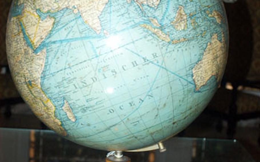 A globe historians say almost certainly was used in Hitler’s office in the Bavarian Alps is part of a collection U.S. Army forces appropriated in 1945 that now resides in Campbell Barracks.