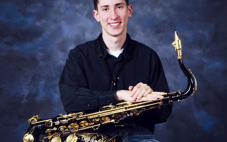 Airman 1st Class Simon Lahn of the 100th Comptroller Squadron has just been chosen to perform as the lone saxophone player for Tops in Blue on its 2009 world tour. A native of Silver Spring, Md., the 22-year-old has been stationed at RAF Mildenhall for a year of his 18-month Air Force career.