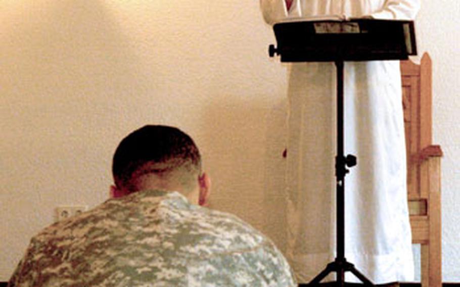 Chief Warrant Officer III Scott Weathersby, the Muslim lay leader for the Stuttgart community, leads weekly Friday services at the Panzer Kaserne Chapel. Religious programming has doubled in the past year in Stuttgart, where Col. Thomas Preston heads a team of eight chaplains, who on any given weekend lead 10 different worship services at the garrison's three chapels.