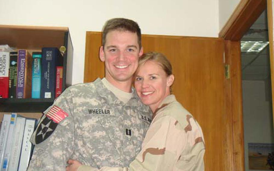 The Wheelers tied the knot in February while Beth was deployed to Kuwait and John was working in Iraq.
