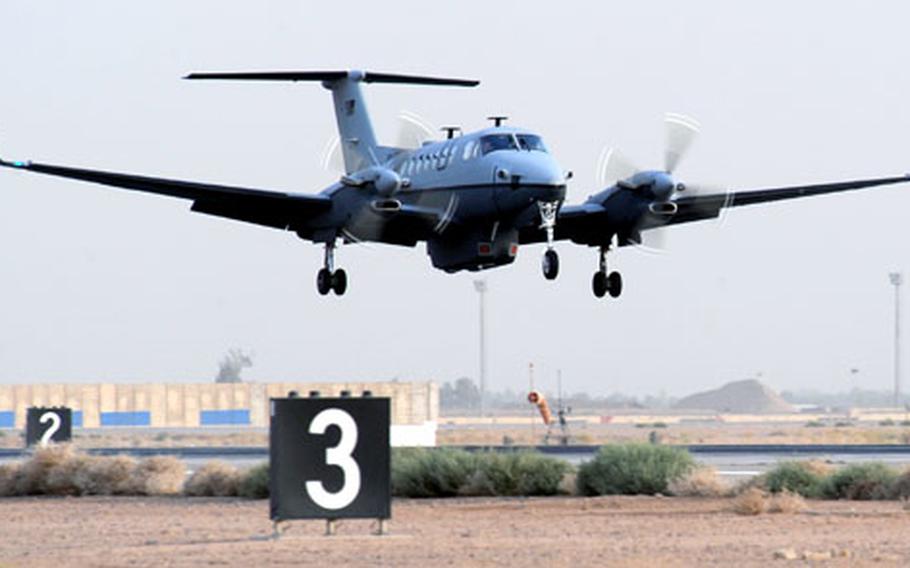 The MC-12 Liberty completes its first combat mission and lands at Balad Air Base.