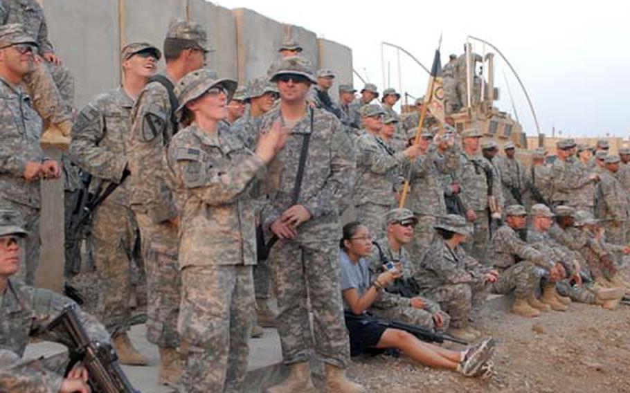 Hundreds of 172nd Infantry Brigade troops lined the route of the parade.