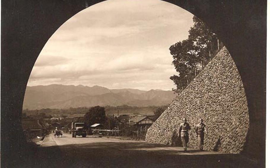 A 1940&#39;s era photo of the road leading to Zama Village outside of Camp Zama.