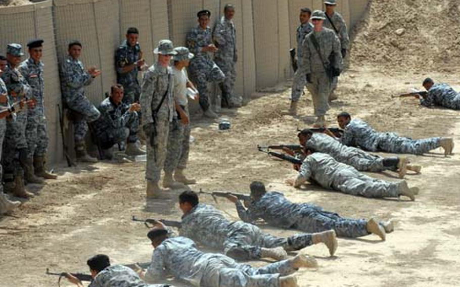Soldiers with the 172nd Infantry Brigade train an Iraqi Emergency Response Unit in Babil province Monday.