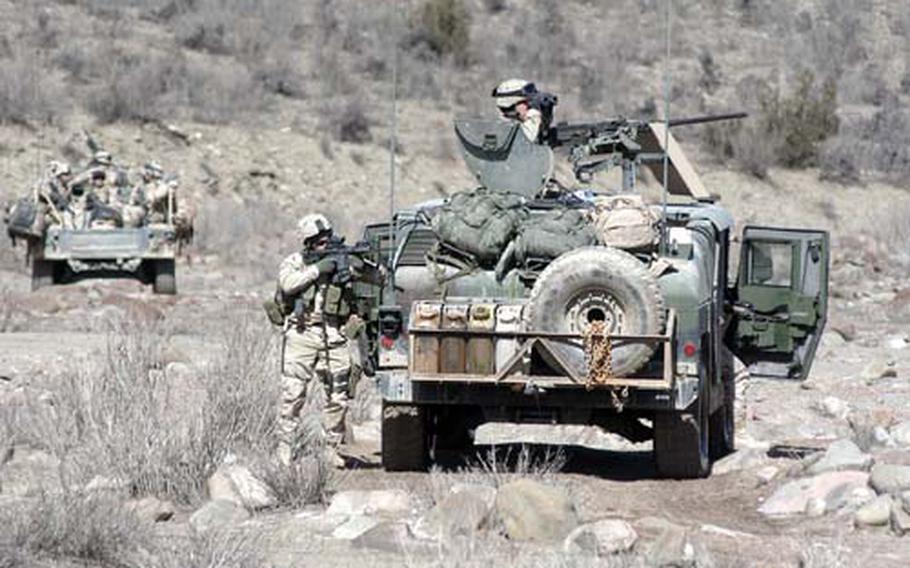 Soldiers from the 173rd Airborne Brigade Combat Team patrol in eastern Afghanistan during the brigade’s first deployment to the country in 2005. The Pentagon announced Tuesday that “Sky Soldiers” will be heading back to Afghanistan for their third deployment after ones in 2005-06 and 2007-08.