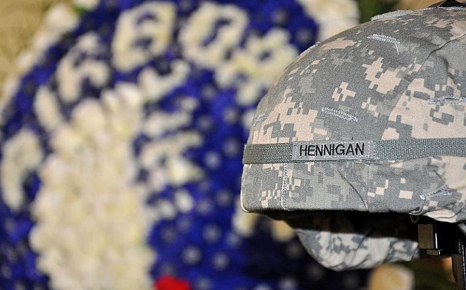 Spc. Matthew Hennigan, who was killed in Afghanistan June 20, was remembered Thursday during a memorial observance at his unit's home base in Bamberg, Germany.