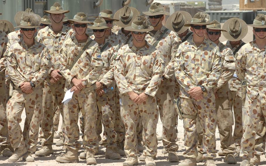 Soldiers with the 2nd Stryker Cavalry Regiment serving in Uruzgan province in Afghanistan have been admiring their Australian counterparts? hats.