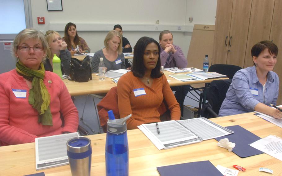 Wives of 172nd Infantry Brigade soldiers participate in resiliency training at Grafenwohr, Germany.