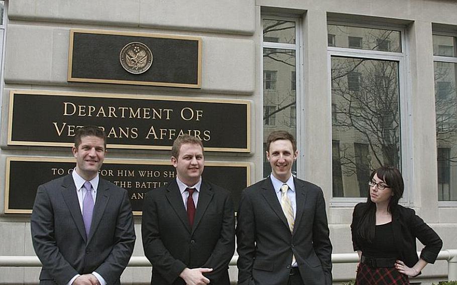 From left, Josh Tuscher, Alex Horton, Brandon Friedman and Kate Hoit are the core of the team trying to reshape how the Department of Veterans Affairs communicates over the Internet.