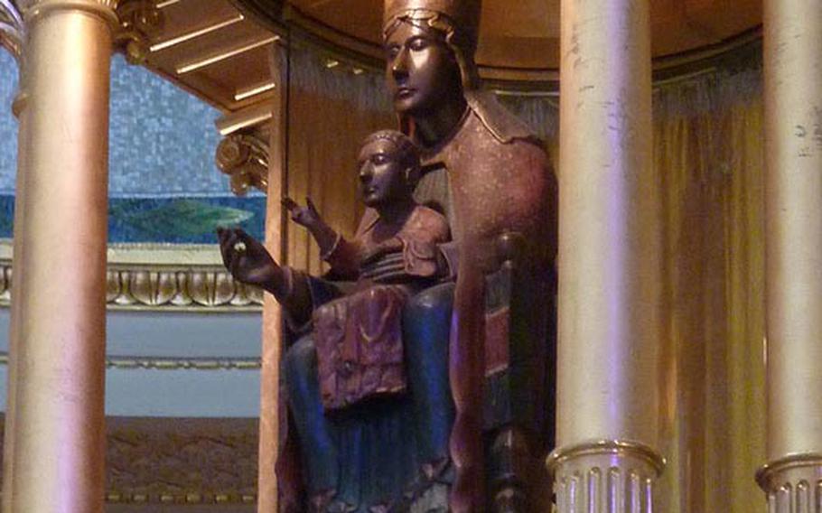 The Madonna Nera, or Black Madonna, in the sanctuary at Tindari. The Madonna&#39;s feast day is Sept. 8, when pilgrims flock to the Santuario di Tindari, but there are buses of people visiting daily.