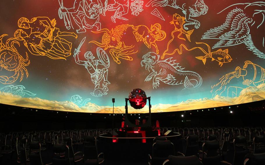 Lasers help to connect the dots and highlight important constellations in the night sky at the Carl-Zeiss Planetarium in Stuttgart.