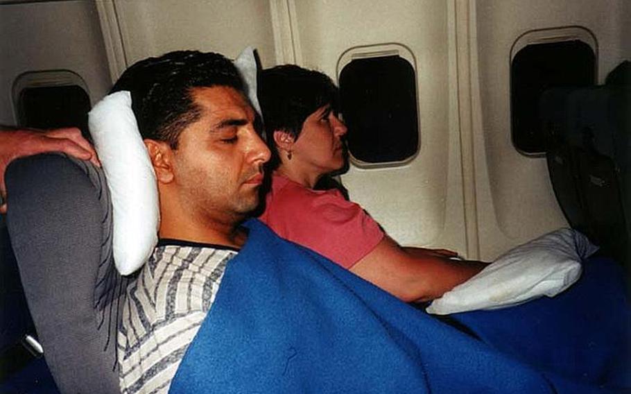 In this undated photo, Staff Sgt. Ahmed Altaie sleeps on a plane while traveling. Altaie is the last servicemember to be held as a prisoner of war in Iraq. He was abducted on Oct. 23, 2006 after sneaking outside the Green Zone to visit his Iraqi wife.