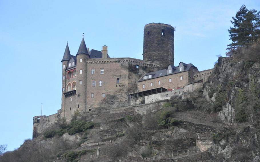 Castle Katz sits on the St. Goarshausen side of the Rhine River, one of many castles along the river. The "Lorelei" statue is a good point to get a view of both St. Goarshausen and its castle, along with St. Goar on the opposite site of the river.