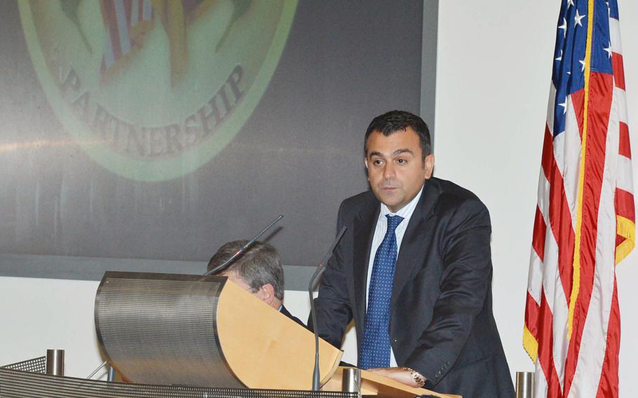 Ali Soufan, a former FBI agent and interrogator of al-Qaida members, speaks at the George C. Marshall European Center for Security Studies' conference on violent extremism. The Senior Executive Seminar, which pulled together roughly 100 senior military leaders and government officials from dozens of countries, concludes Thursday.