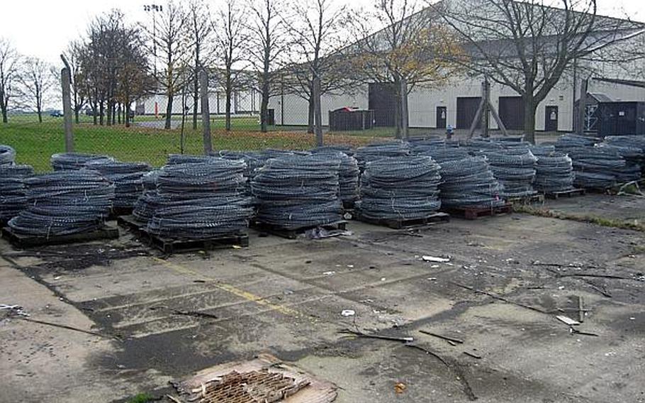 Bales of Concertina wire were given to another unit after being listed on a site that allows U.S. Air Force units to give unused items to other units. The site was developed at RAF Mildenhall, England, as an effort to meet an Air Force-wide push to save money.