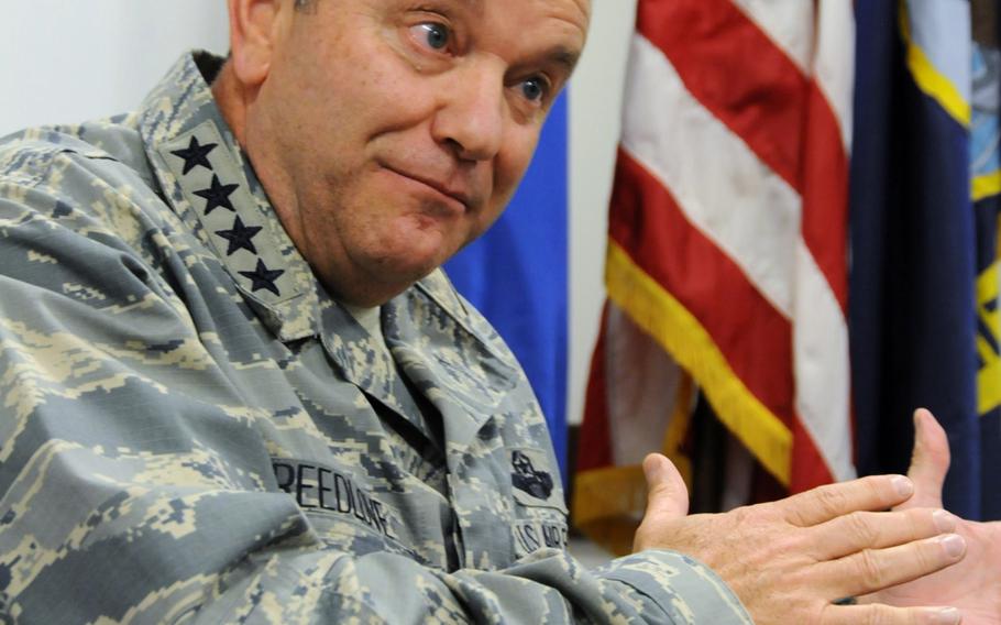 U.S. Air Force Gen. Philip Breedlove, who recently took charge as NATO supreme allied commander Europe, traveled to Naples, Italy, on May 30 and 31 to visit with Navy leaders and sailors as he begins making the rounds of U.S. and NATO bases under his command. He sat down with Stars and Stripes for an interview May 30.