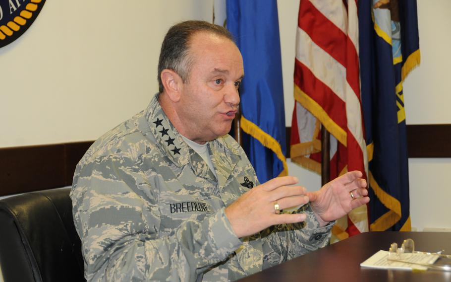 U.S. Air Force Gen. Philip Breedlove, who recently took charge as NATO supreme allied commander Europe, traveled to Naples, Italy, on May 30 and 31 to visit with Navy leaders and sailors as he begins making the rounds of U.S. and NATO bases under his command. He sat down with Stars and Stripes for an interview May 30.