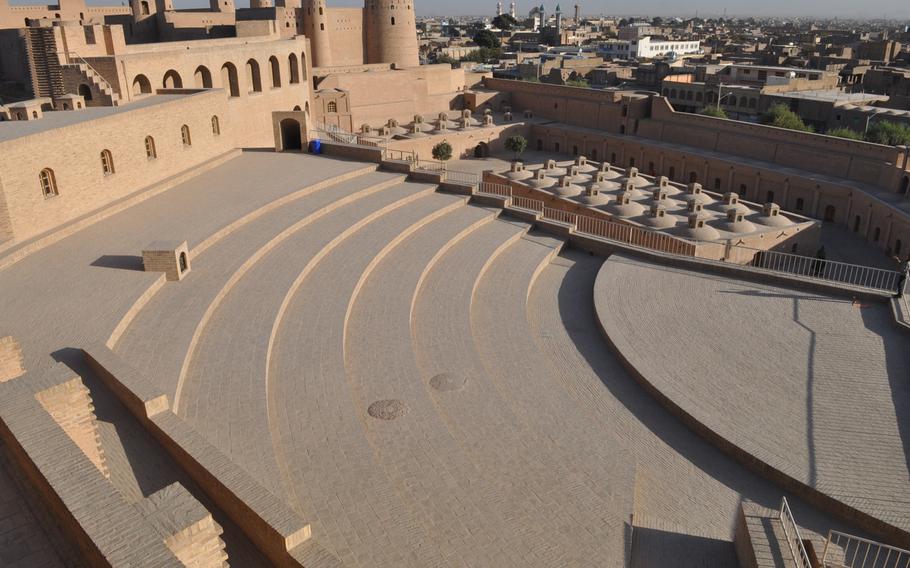 Qala e Ikhtiareddin, a restored 14th-century citadel perched atop a manmade hill in the center of Herat, a regional capital in western Afghanistan.