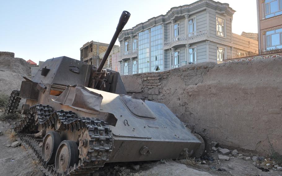 A Soviet tank in Herat, which was a key battleground in Afghanistan's successful guerrilla war against the Red Army, which lasted 10 years, from 1979 to 1989.