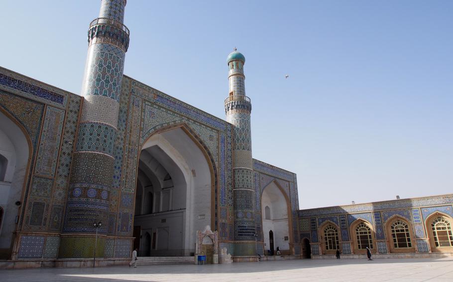 The inner courtyard of the Jami Mosque in Herat, Afghanistan.