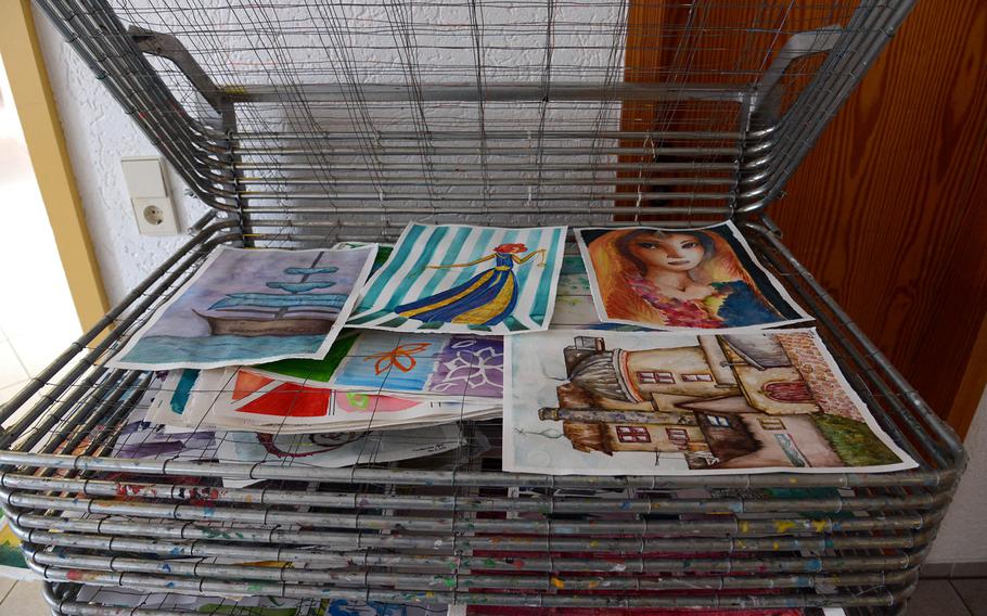 Art works dry at this year's Creative Connections. More than 160 students from DODDS-Europe high schools participated in this year's week-long event that features 11 workshops in the visual and performing arts.