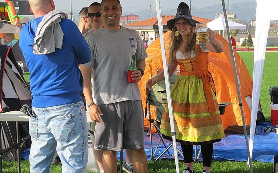The run was the lead event but there were bouncy castles, entire barbequed pigs, beer and a festive atmosphere. The relay race commemorates a battle in Vietnam on Nov. 8, 1965 in which 48 soldiers with the 173rd Airborne Brigade died.