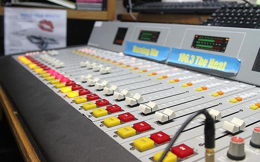 The radio studio at American Forces Network Bahrain. Plans are in the works to upgrade the studio's equipment.