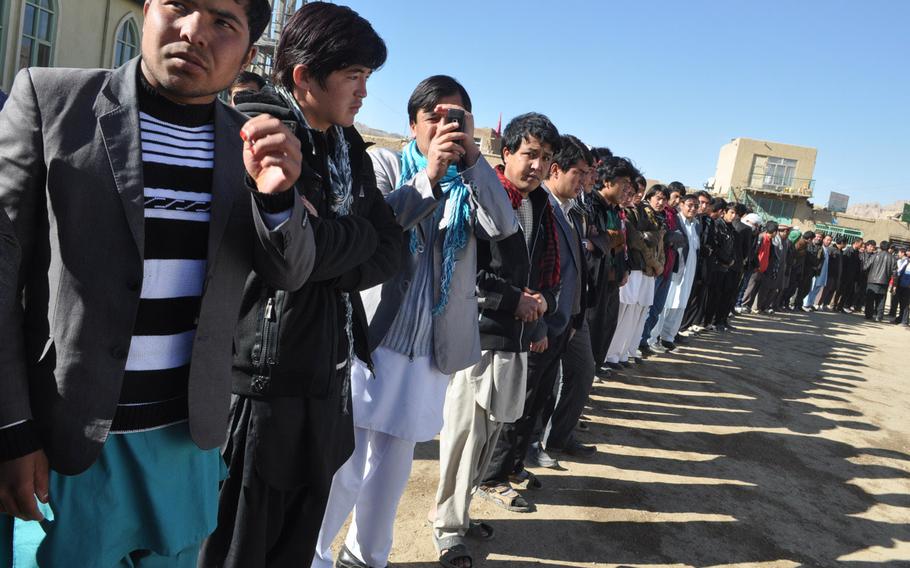Afghans wait to donate blood in Bamiyan, Afghanistan, Thursday before services for Ashura, one of the holiest days of the year for Shia Muslims. While some Shias whip themselves bloody for the holiday, which commemorates the martyrdom of Hussein Ibn Ali, the governor of Bamiyan province encouraged the faithful to donate blood instead.