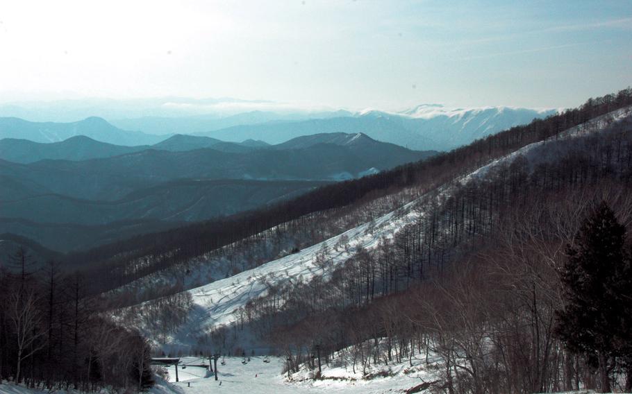 Views of the Japanese mountains from Kawaba Ski Resort are stunning on a sunny day.