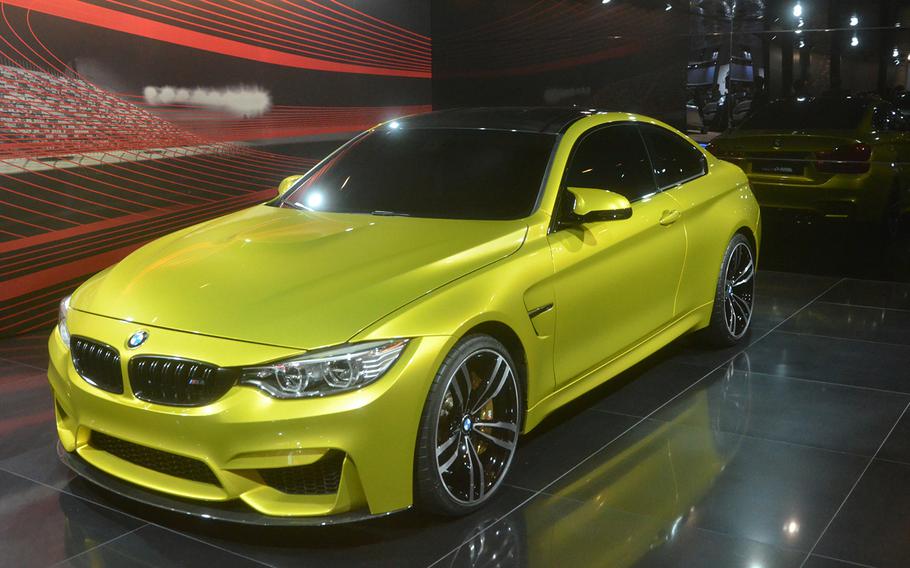 BMW's display at the 2013 Tokyo Motor Show includes this M4 coupe concept car.