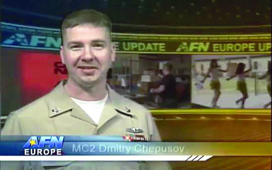 Video screen grab of Petty Officer 2nd Class Dmitry Chepusov, a Navy broadcaster for the American Forces Network Europe, who was found dead in a vehicle in Kaiserslautern, Germany, on Saturday, Dec. 14, 2013.
