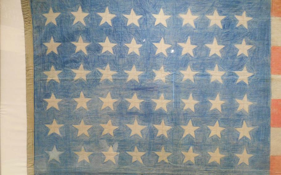 A closeup view of the stars on the Omori flag reveals each pencil stroke and gives admirers a sense of the time it took to produce the flag, which was made under horrendous conditions. 
