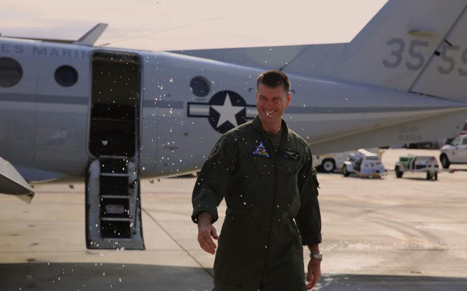 Lt. Col. Brent Weathers, the station director of operations slated to retire after 20 years of service, conducted his final flight today aboard Marine Corps Air Station, Yuma, Ariz.