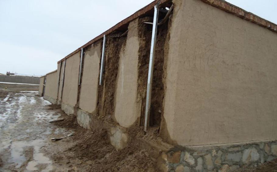 The Special Inspector General for Afghanistan Reconstruction released a report Thursday on the Afghan Special Police Training Center's dry fire range in Wardak province. This exterior view of a building deteriorating due to water penetration was an example of the damage found.