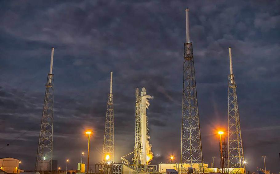 The 45th Space Wing supported Space Exploration Technologies' (SpaceX) successful launch of their Falcon 9 Dragon spacecraft headed to the International Space Station from Space Launch Complex 40 on Jan. 10, 2014, from Cape Canaveral Air Force Station, Fla. The mission, designated SpaceX CRS-5, is the fifth of 12 SpaceX flights NASA contracted with the company to resupply the space station. It will be the sixth trip by a Dragon spacecraft to the orbiting laboratory.