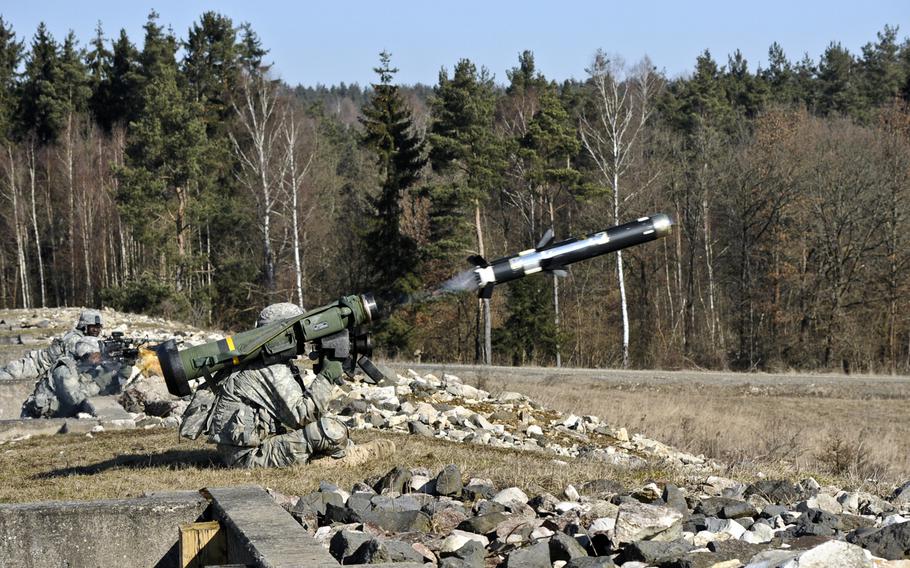 Dragoons assigned to the 2nd Cavalry Regiment participate in their unit's live-fire exercise at the Grafenwoehr Training Area, located near Rose Barracks, Germany, Feb. 27, 2015.
