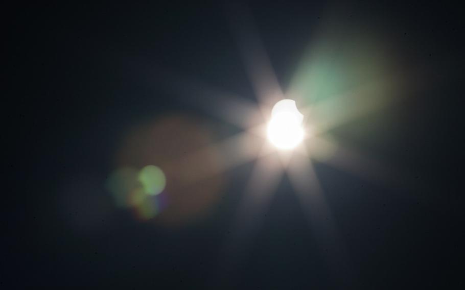 A view of the partial solar eclipse Friday, March 20, 2015, in Kaiserslautern, Germany.