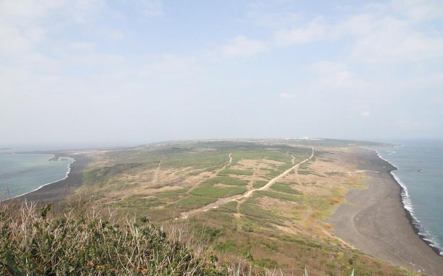 The view of Iwo Jima from atop Mount Suribachi on March 21, 2015.
                