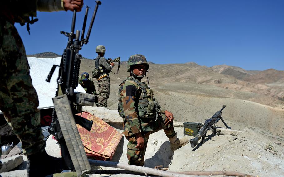 Afghan troops occupy former Taliban fighting positions captured during Operation Iron Triangle in eastern Afghanistan in August 2015. The operation aimed to drive Taliban forces from areas that had not seen government troops in more than a decade.