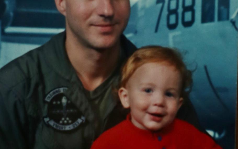 Lt.Col, John Brow, shown here with son Mike, would take both boys fishing on base and inside the cockpits of his C-130 and the Osprey.
