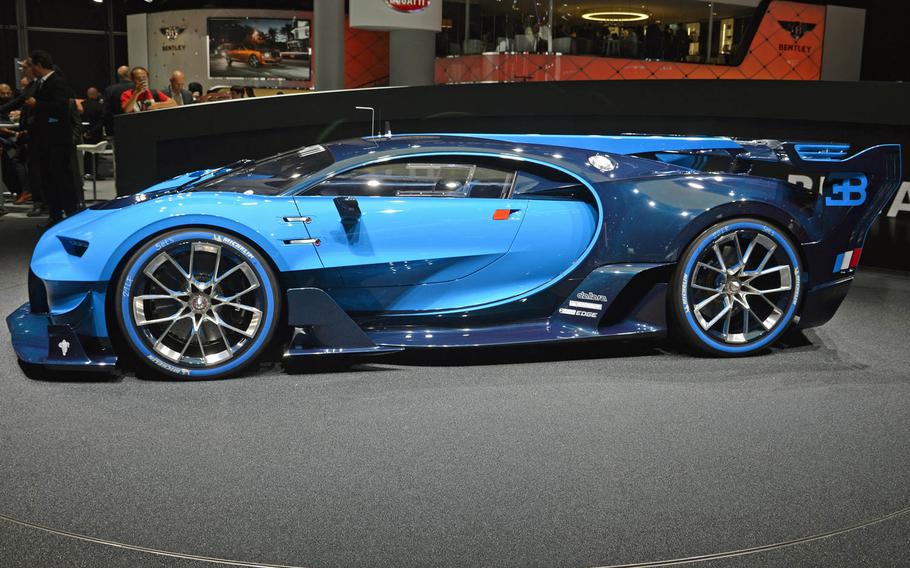 The Bugatti Vision Gran Turismo concept car was unveiled at the Frankfurt International Motor Show, Tuesday, Sept. 15, 2015. First design for the Grand Turismo video game, it is based on the Bugatti Veyron.