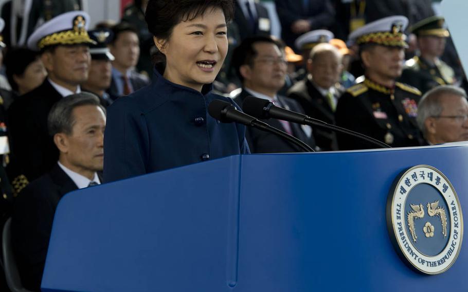 South Korean President Park Geun-hye is scheduled to meet with U.S. President Barack Obama for summit talks Friday, Oct. 16, 2015, in Washington, D.C. Just months after frictions along the perpetually tense Demilitarized Zone rose to a boiling point, a problematic North Korea is expected to dominate the conversation.