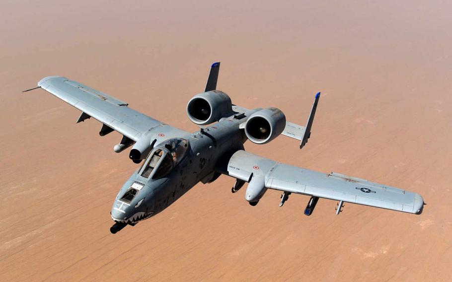 An A-10 Thunderbolt II returns to mission after receiving fuel from a KC-135 Stratotanker, 340th Expeditionary Air Refueling Squadron, over the skies of Afghanistan, May 8, 2011. Twelve so-called Warthogs have been deployed to Incirlik Air Base, Turkey, to conduct strikes against Islamic State targets in Syria and Iraq.