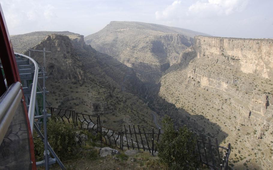 View from the rollercoaster at Pank Resort-Shnglbana over the mountains in the Kurdish region of northern Iraq in late October 2015.