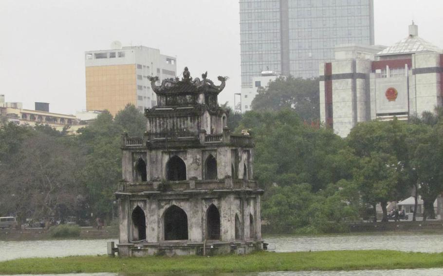 A view of Hoan Kiem Lake in Hanoi, Vietnam. Cu Rua, a rare and beloved Yangtze giant softshell turtle connected to Vietnamese folklore and considered by many to be a symbol of the country was found dead in the lake Tuesday, Jan. 19, 2016.