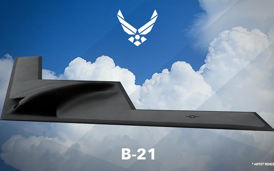 An artist's rendering of the B-21 Long Range Strike Bomber, was unveiled Feb. 26, 2016, at the Air Force Association's Air Warfare Symposium. The Air Force is launching a contest to choose a name for it.