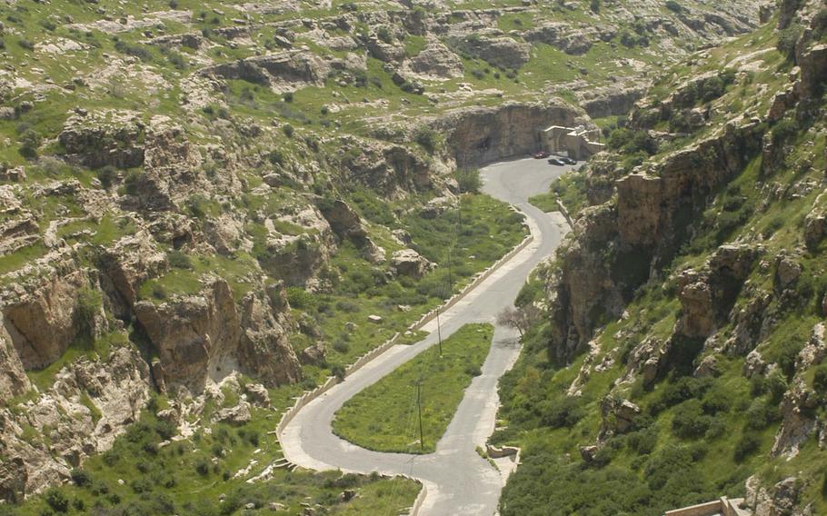 A steep road full of hairpin turns leads to the Sant Hormizd Monastery in northern Iraq.