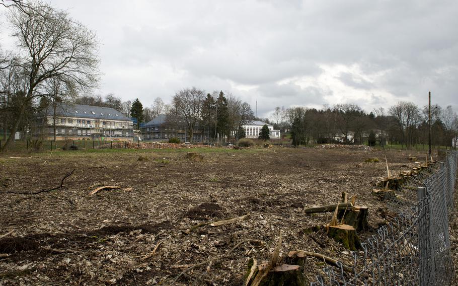 Several old barracks that would not have been cost effective to renovate have been cleared in Baumholder, Germany, to make room for housing needed for growing troop numbers. The demolished barracks are being replaced by 84 town houses for military families.