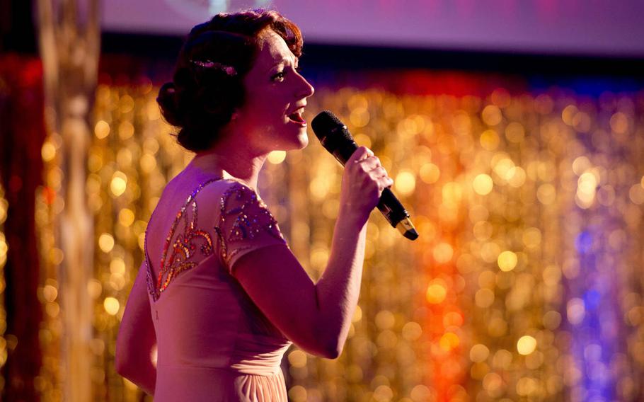 Nicole Soren performs the song "Let Me Be Your Star" during the Toppers awards in Kaiserslautern, Germany, on Saturday, April 23, 2016.
                